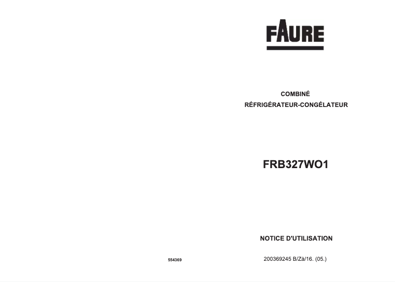 Page n°1 - Manuel utilisateur Faure FRB327WO1