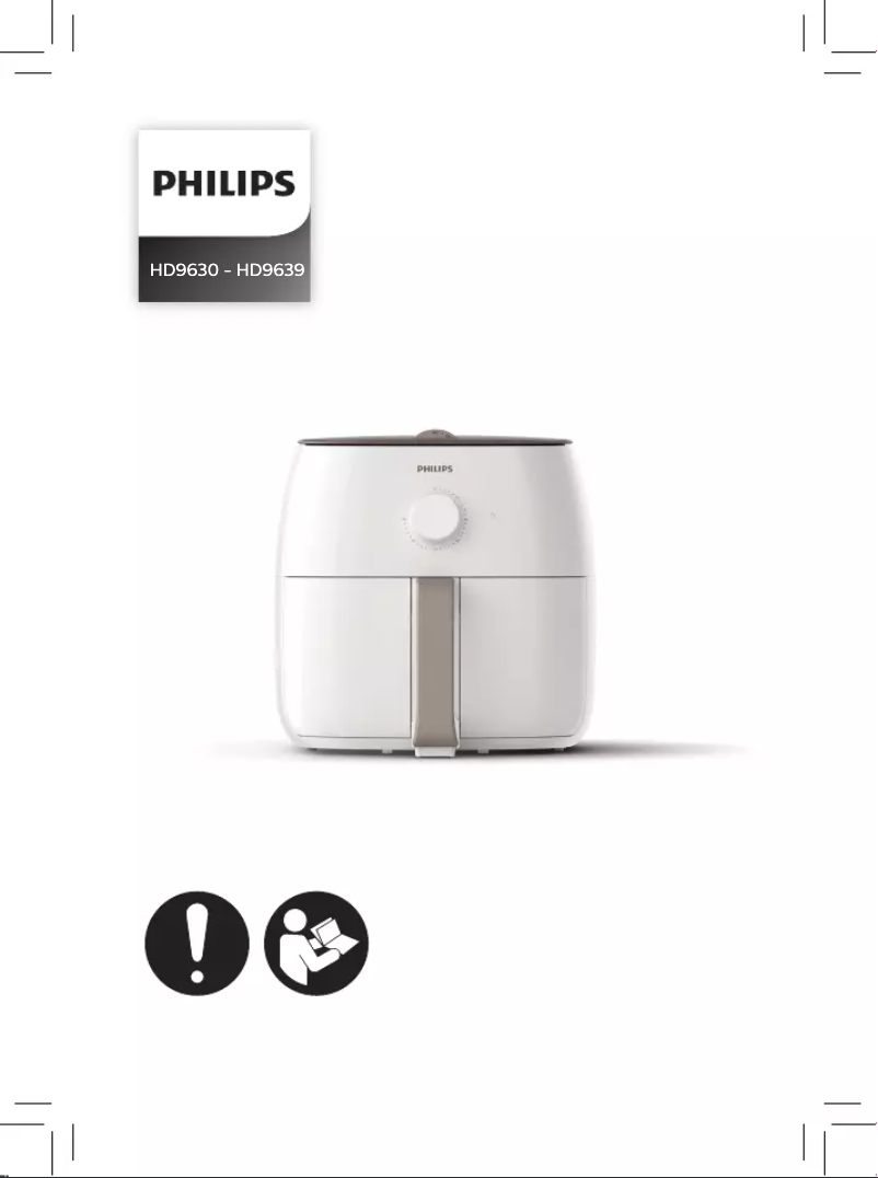 Page 1 de la notice Guide de démarrage rapide Philips Viva Collection Airfryer XXL HD9630