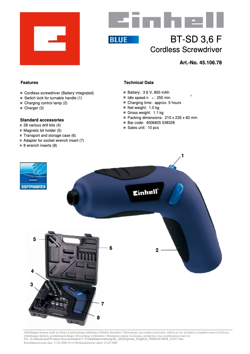 Image de la première page du manuel de l'appareil BT-SD 3,6 F