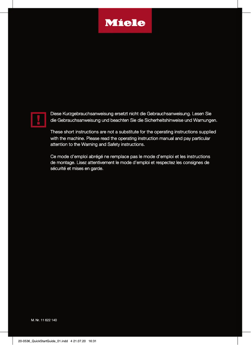 Page 1 de la notice Guide de démarrage rapide Miele Boost CX1