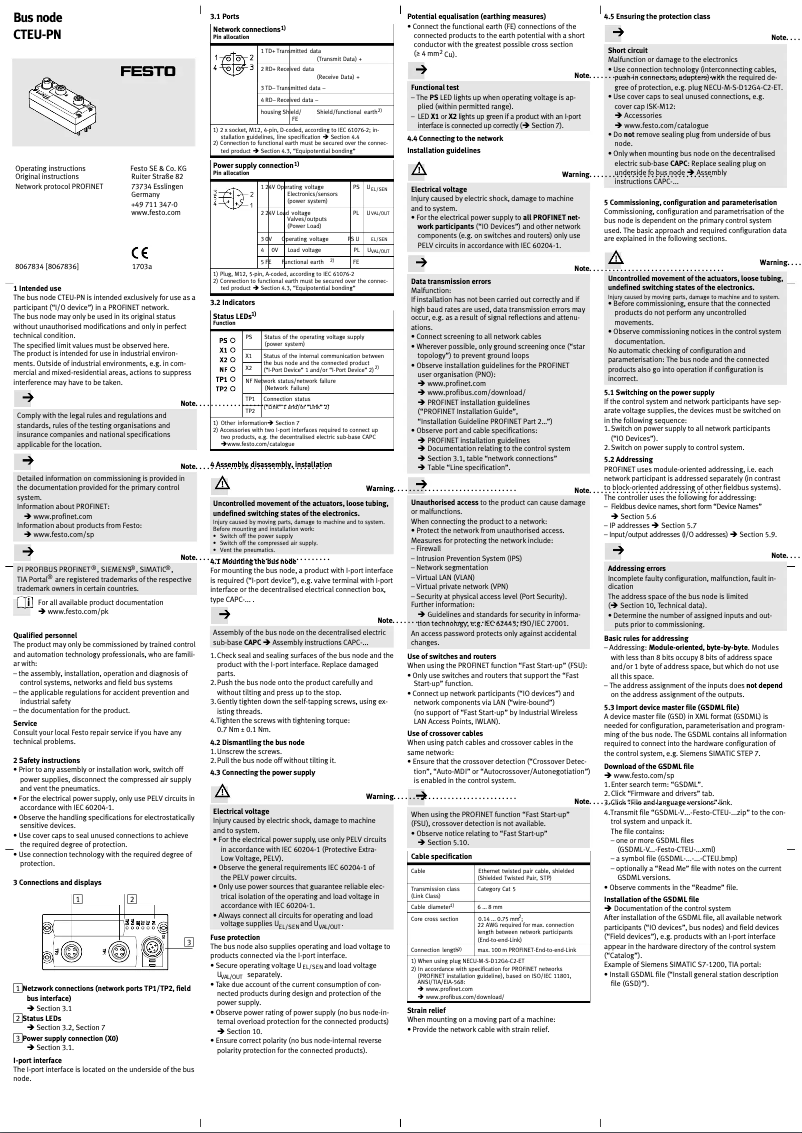 Image de la première page du manuel de l'appareil CTEU-PN