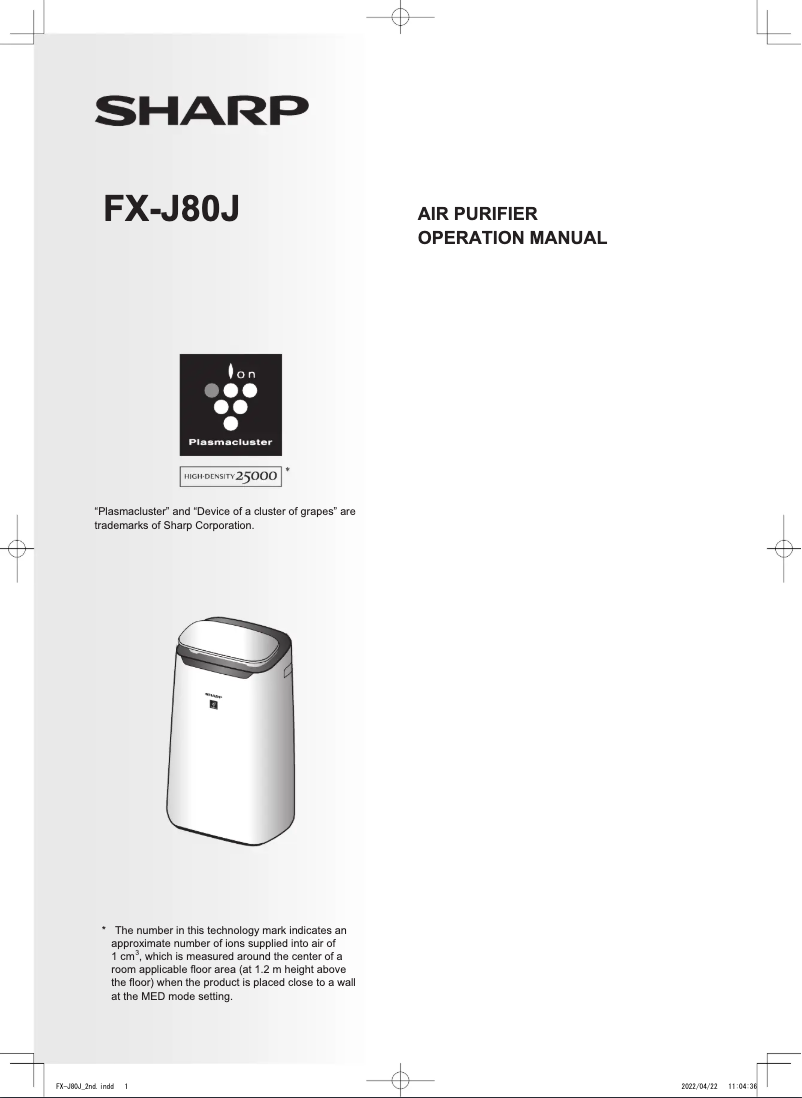 Page n°1 - Manuel utilisateur Sharp FX-J80J