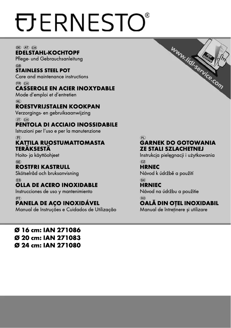 Page 1 de la notice Manuel utilisateur Ernesto IAN 271080