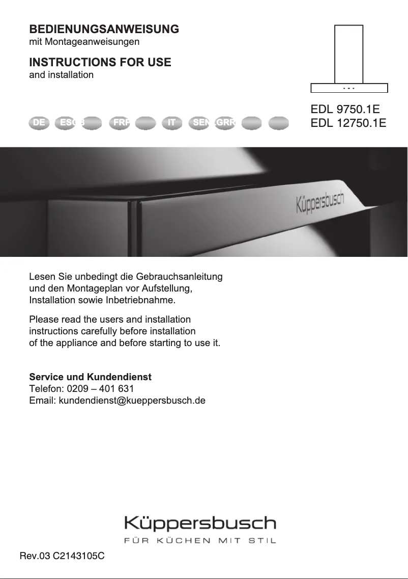 Page n°1 - Manuel utilisateur Küppersbusch EDL9750.1E
