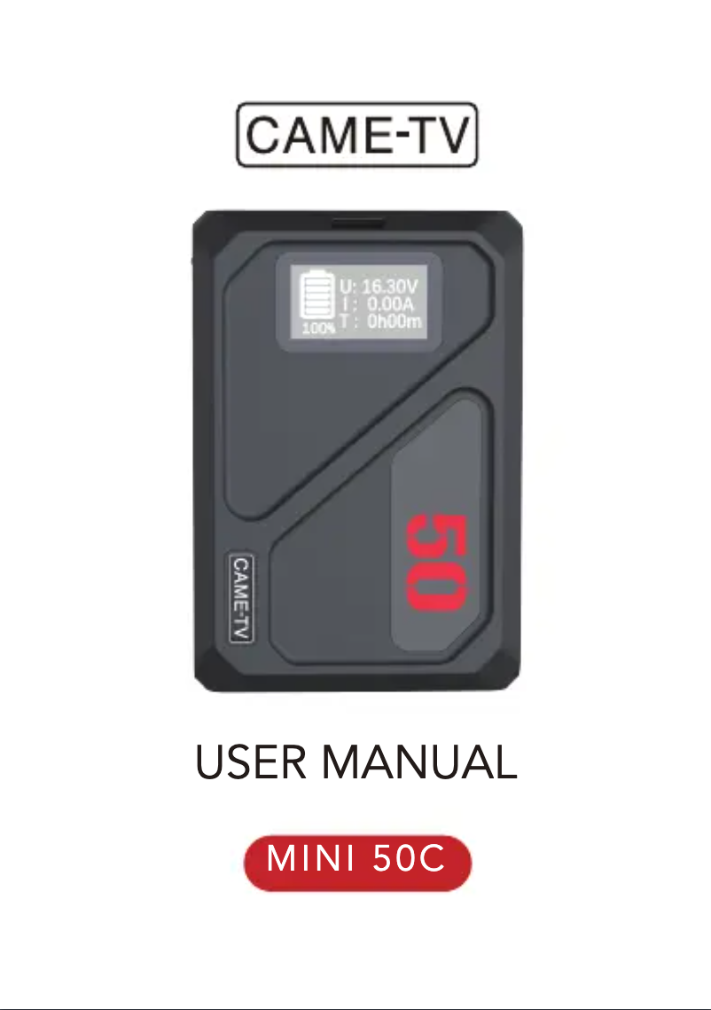 Page n°1 - Manuel utilisateur CAME-TV Mini 50C