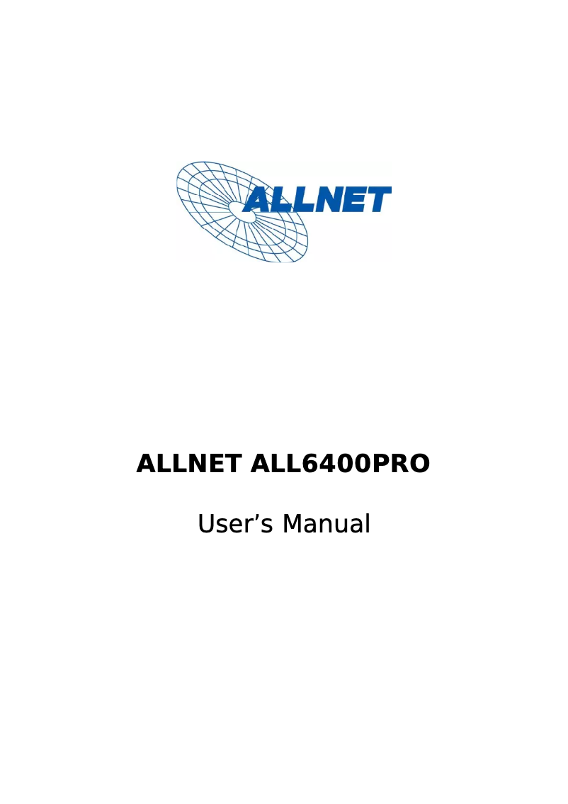 Page n°1 - Manuel utilisateur Allnet ALL6400pro