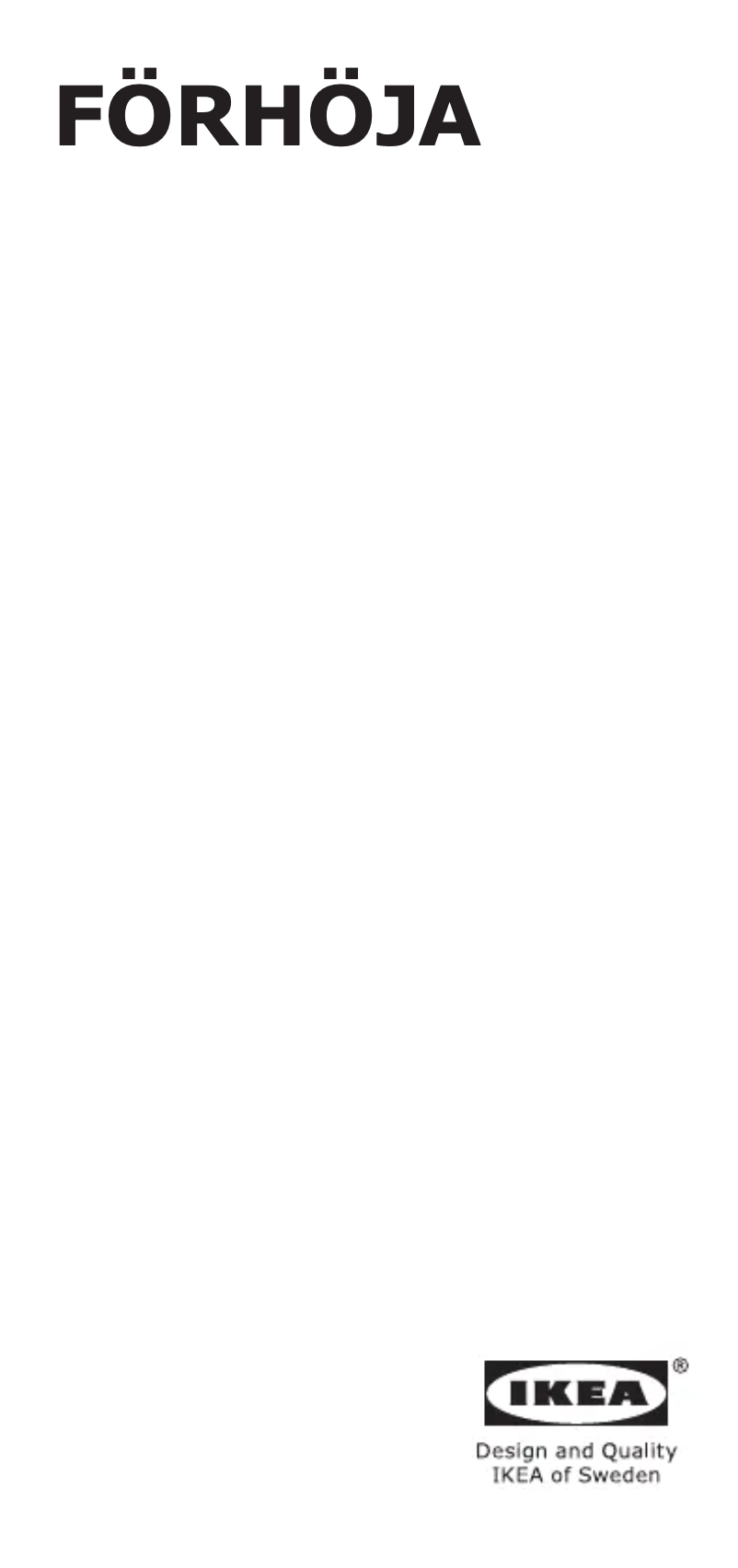 Image de la première page du manuel de l'appareil FÖRHÖJA 605.278.67