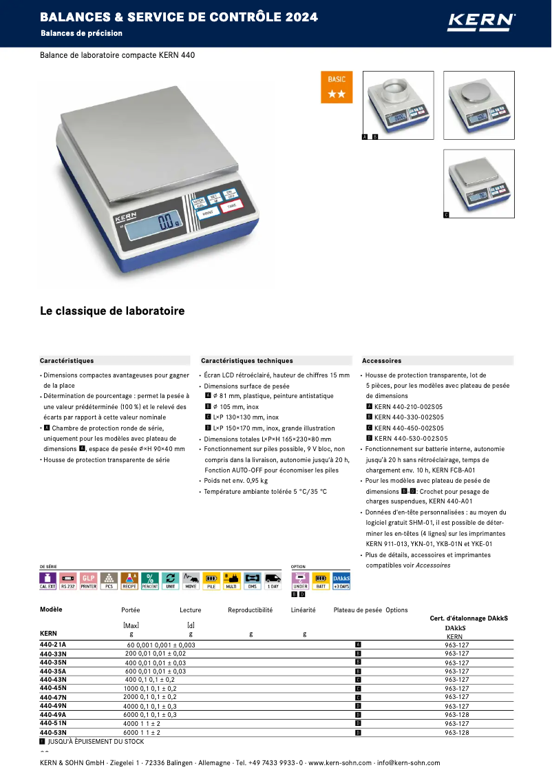 Page 1 de la notice Brochure Kern 440-35N