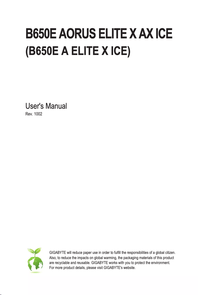 Page n°1 - Manuel utilisateur Gigabyte B650E AORUS ELITE X AX ICE
