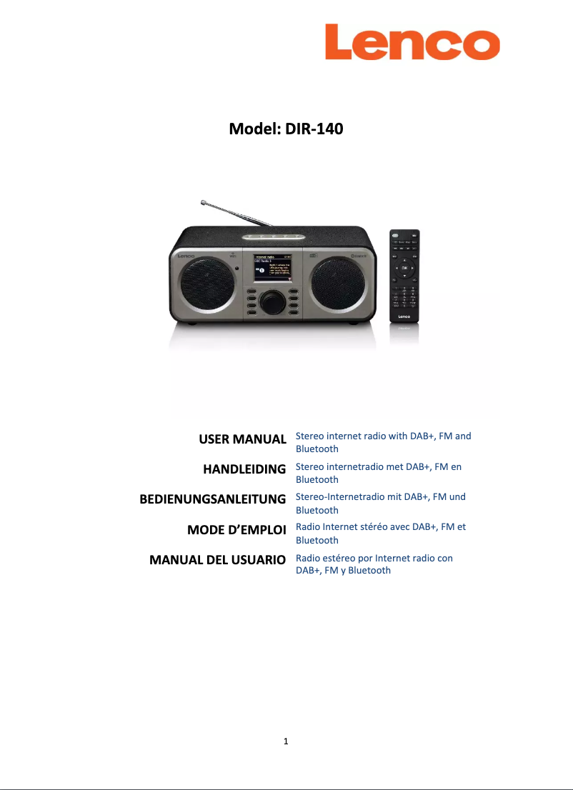 Page n°1 - Manuel utilisateur Lenco DIR-140