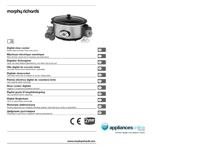 Page 1 de la notice Manuel utilisateur Morphy Richards 48730