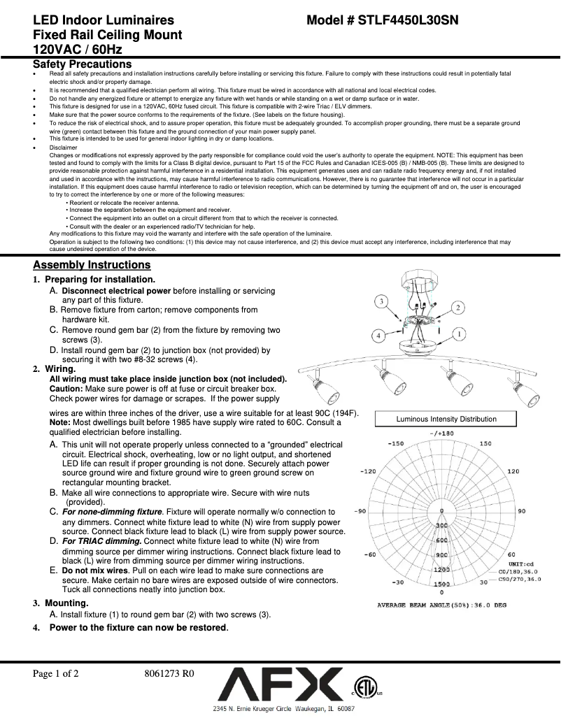Page n°1 - Manuel utilisateur AFX Satellite STLF4450L30SN