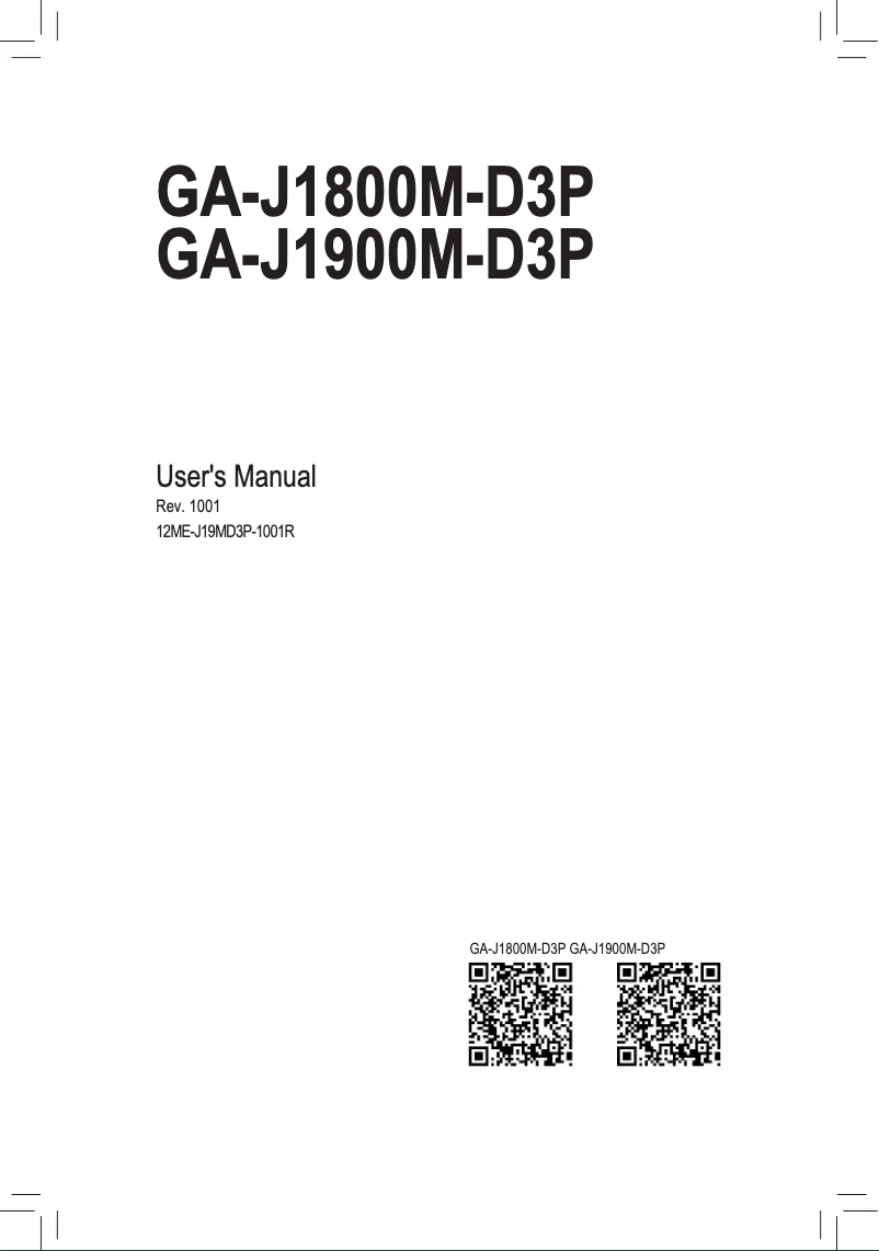 Page n°1 - Manuel utilisateur Gigabyte GA-J1900M-D3P