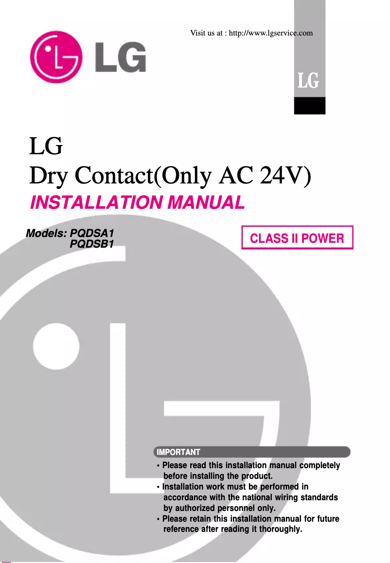 First page image of the manual for PQDSA1