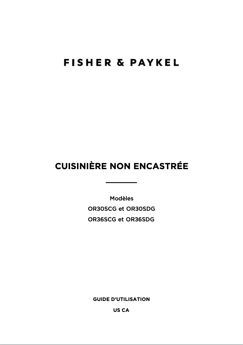 Page 1 de la notice Manuel utilisateur Fisher & Paykel OR36SDG4X1
