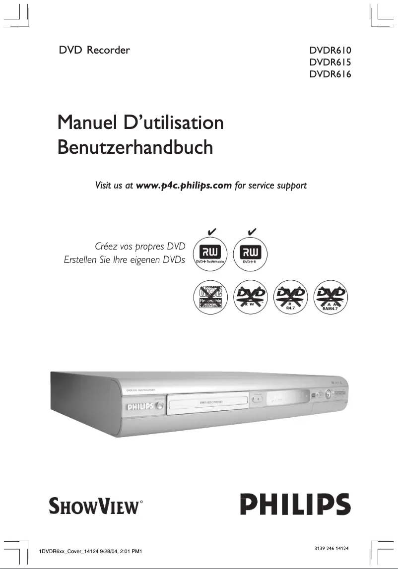 Image de la première page du manuel de l'appareil DVDR610