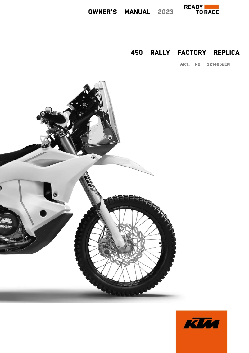 Image de la première page du manuel de l'appareil 450 Rally Replica (2023)