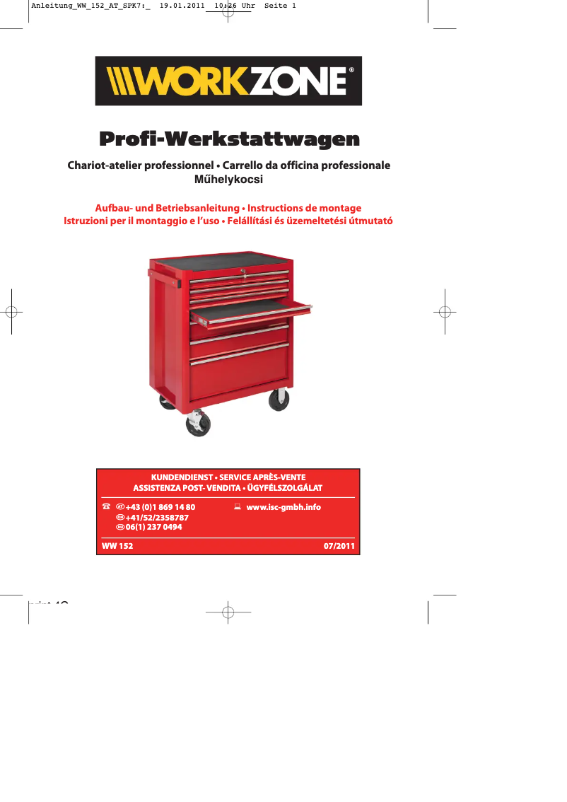 Page n°1 - Manuel utilisateur Workzone WW 152