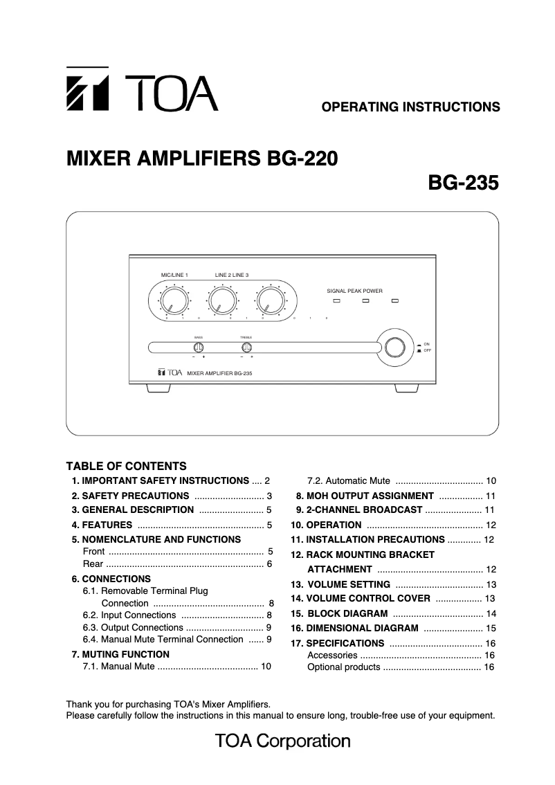 Image de la première page du manuel de l'appareil BG-220