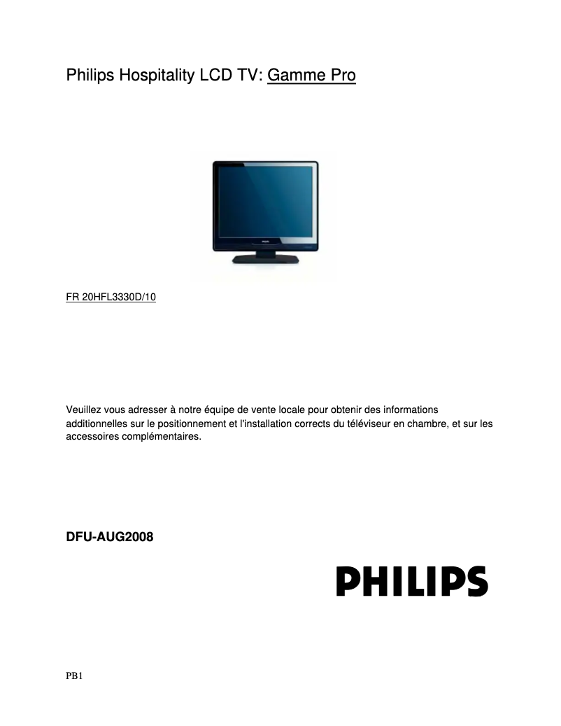 Image de la première page du manuel de l'appareil 20HFL3330D