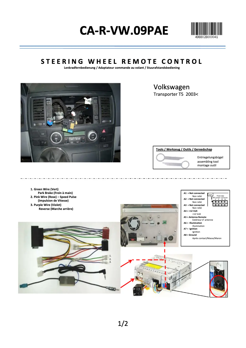 Page n°1 - Manuel utilisateur Pioneer CA-R-VW.09PAE