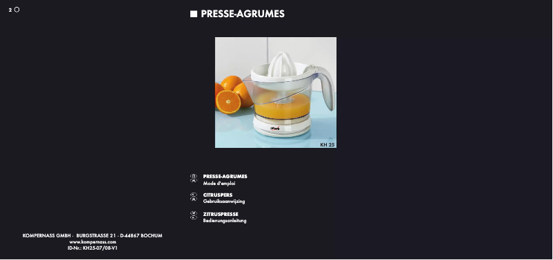 Page n°1 - Manuel utilisateur Bifinett KH 25