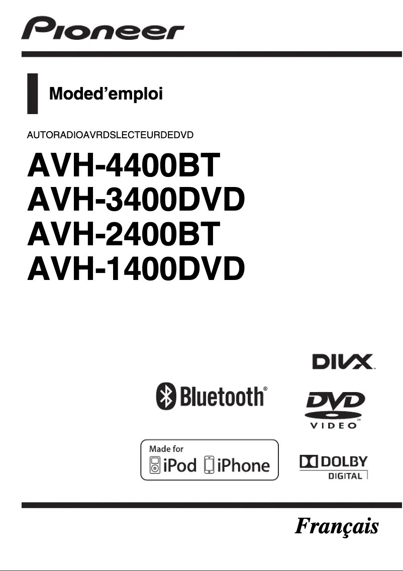 Page 1 de la notice Manuel utilisateur Pioneer AVH-2400BT