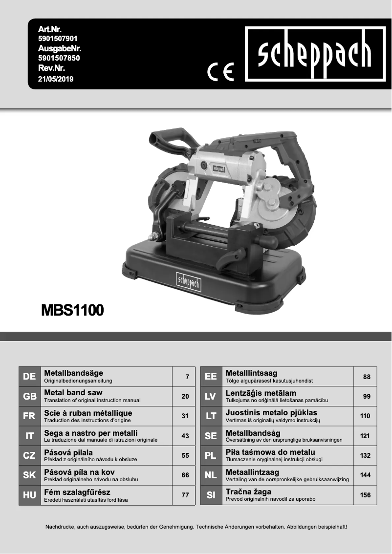 Page n°1 - Manuel utilisateur Scheppach MBS1100
