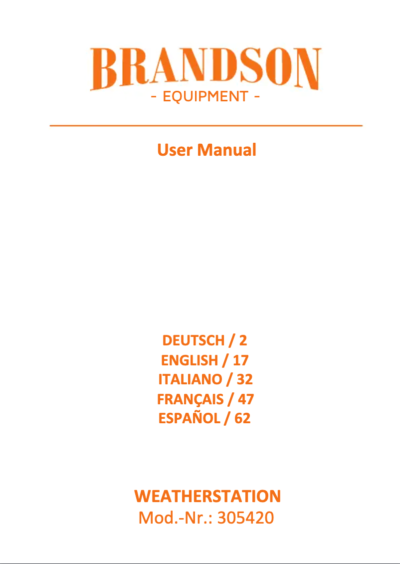 Page n°1 - Manuel utilisateur Brandson 305420