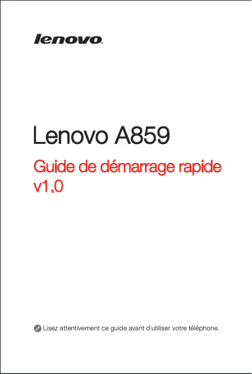 Page 1 de la notice Manuel utilisateur Lenovo A859