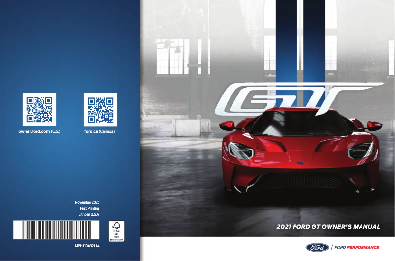 Page 1 de la notice Manuel utilisateur Ford GT (2021)
