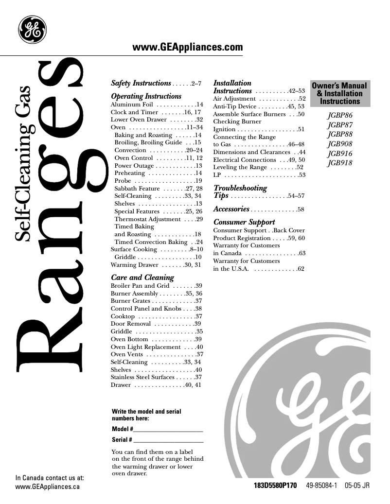 Page n°1 - Mode d'emploi GE JGB908SELSS