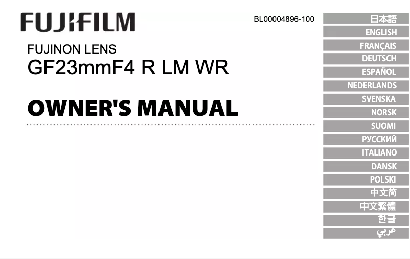 Page n°1 - Manuel utilisateur Fujifilm GF23mmF4 R LM WR