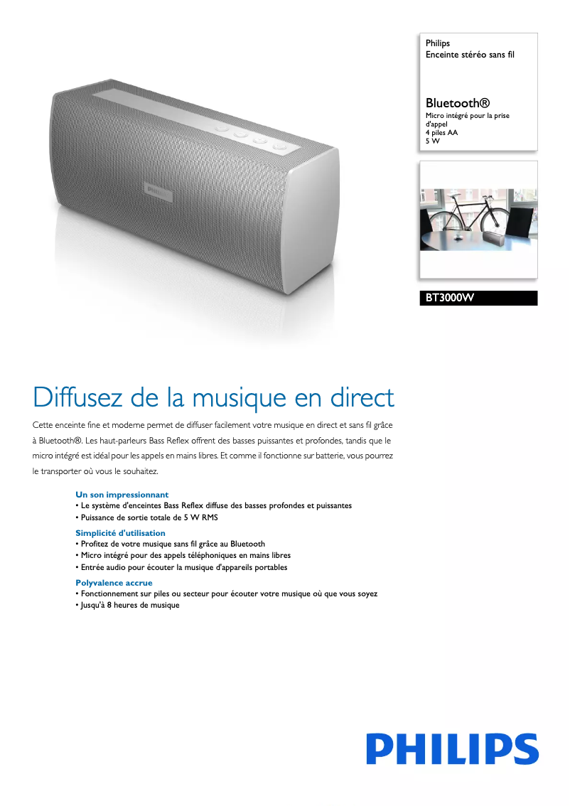 Image de la première page du manuel de l'appareil BT3000W
