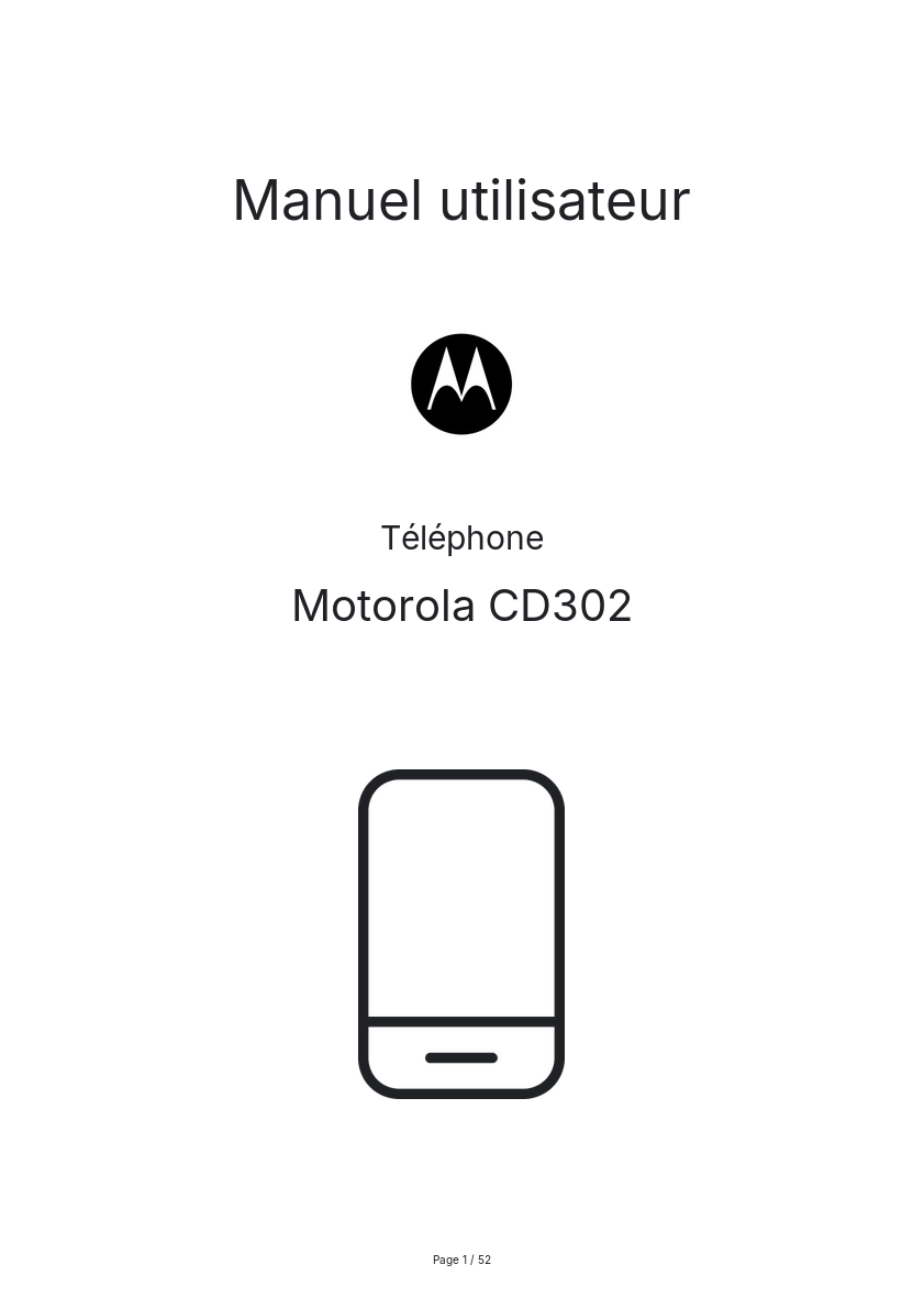 Page n°1 - Manuel utilisateur Motorola CD302