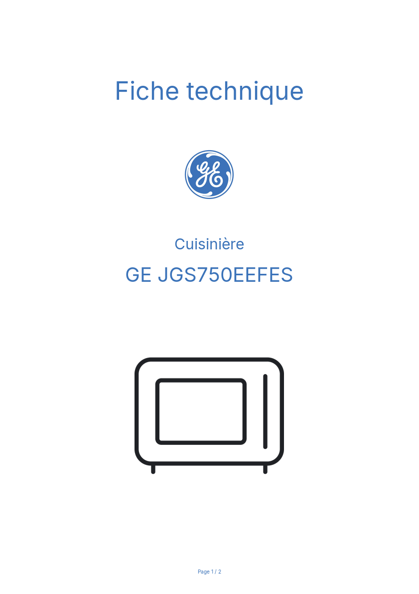 Image de la première page du manuel de l'appareil JGS750EEFES