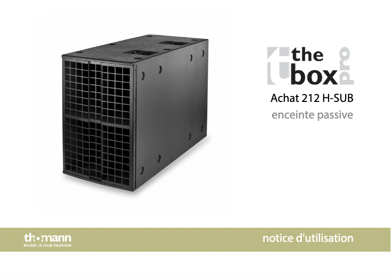 Page 1 de la notice Manuel utilisateur The Box Pro Achat 212 H