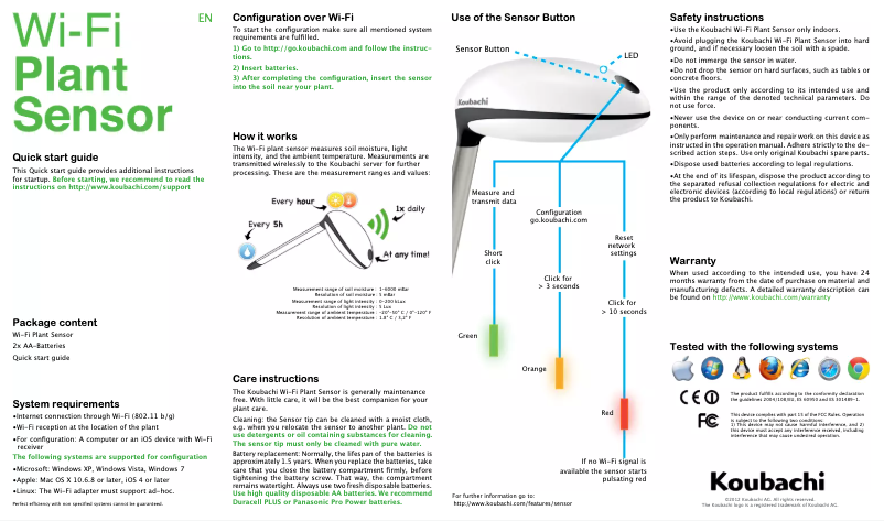 Image de la première page du manuel de l'appareil Wifi Plant Sensor