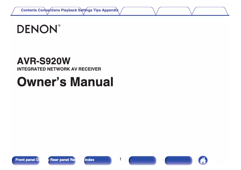 Page n°1 - Manuel utilisateur Denon AVR-S920W