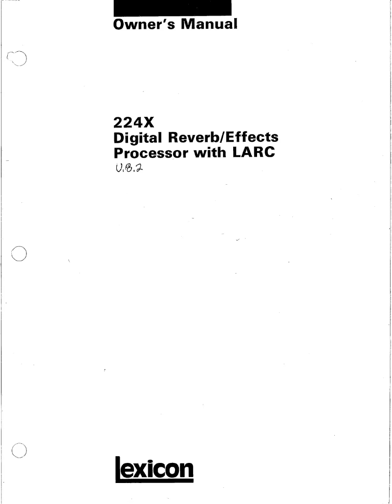 Page 1 de la notice Manuel utilisateur Lexicon M224XL