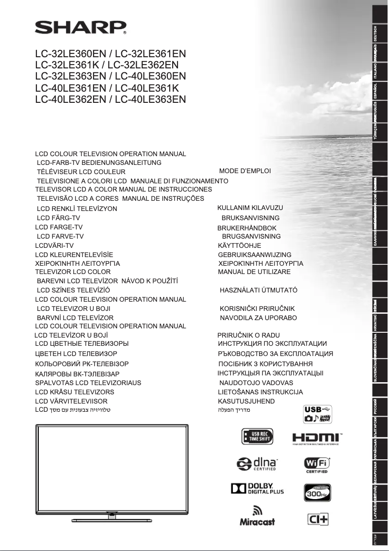 Page n°1 - Manuel utilisateur Sharp LC-32LE363EN