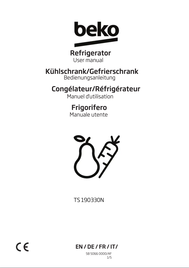 Page 1 de la notice Manuel utilisateur Beko TS 190330N