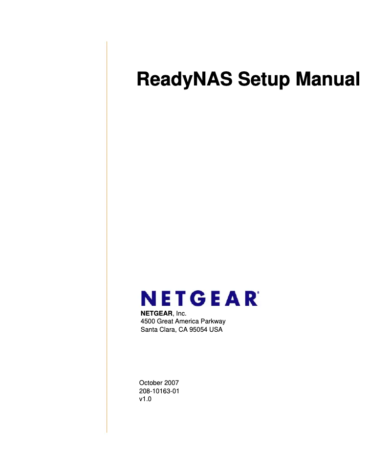 Page 1 de la notice Manuel utilisateur Netgear ReadyNAS 102