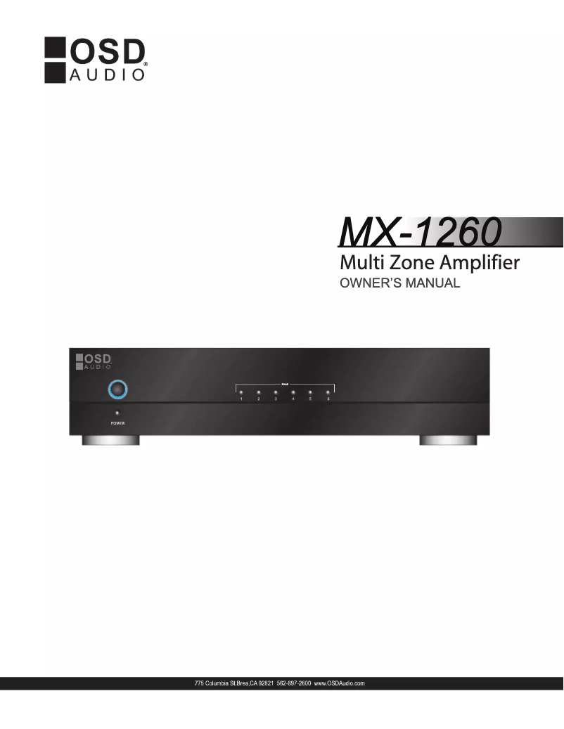 Page 1 de la notice Manuel utilisateur OSD Audio MX1260