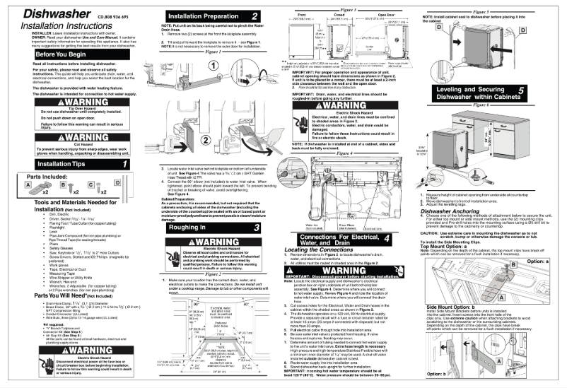 Page n°1 - Guide d'installation Frigidaire FGID2479SF