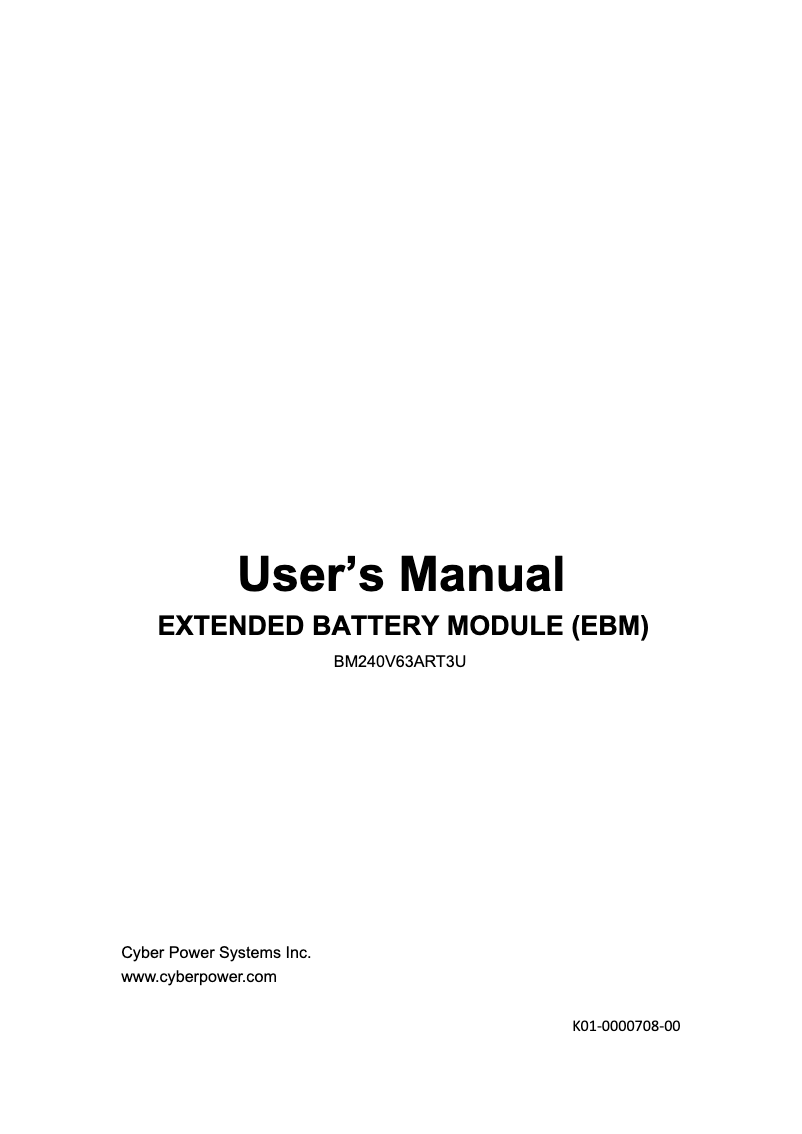 Page 1 de la notice Manuel utilisateur CyberPower BM240V63ART3U