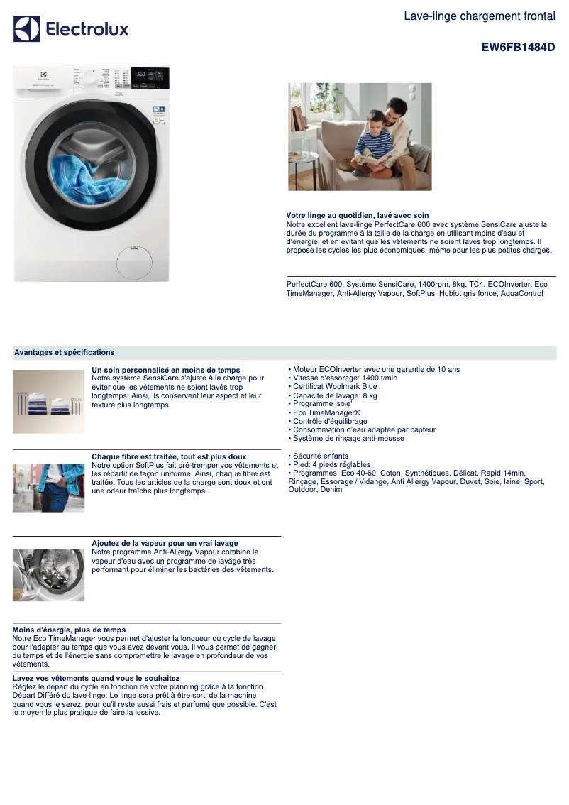 Page n°1 - Fiche technique Electrolux EW6FB1484D