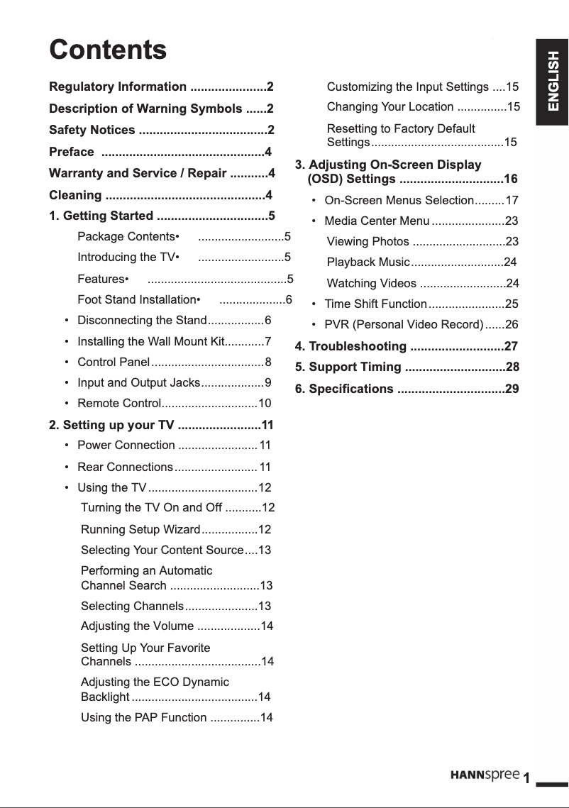 Page 1 de la notice Manuel utilisateur Hannspree SL32FMNB