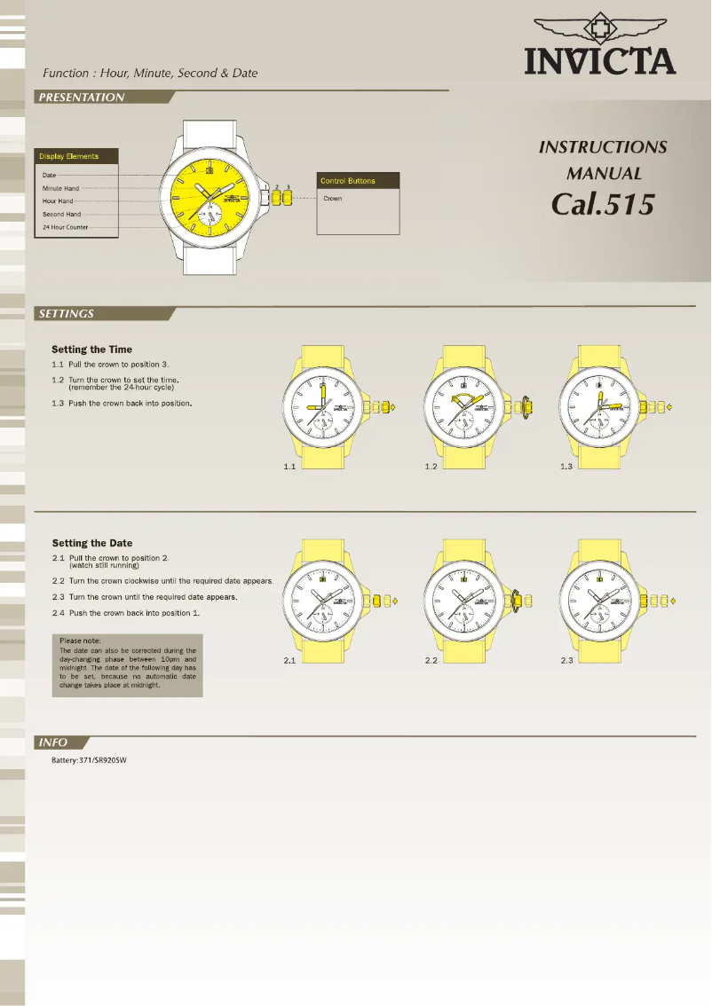 Page 1 de la notice Manuel utilisateur Invicta Character Collection 24868