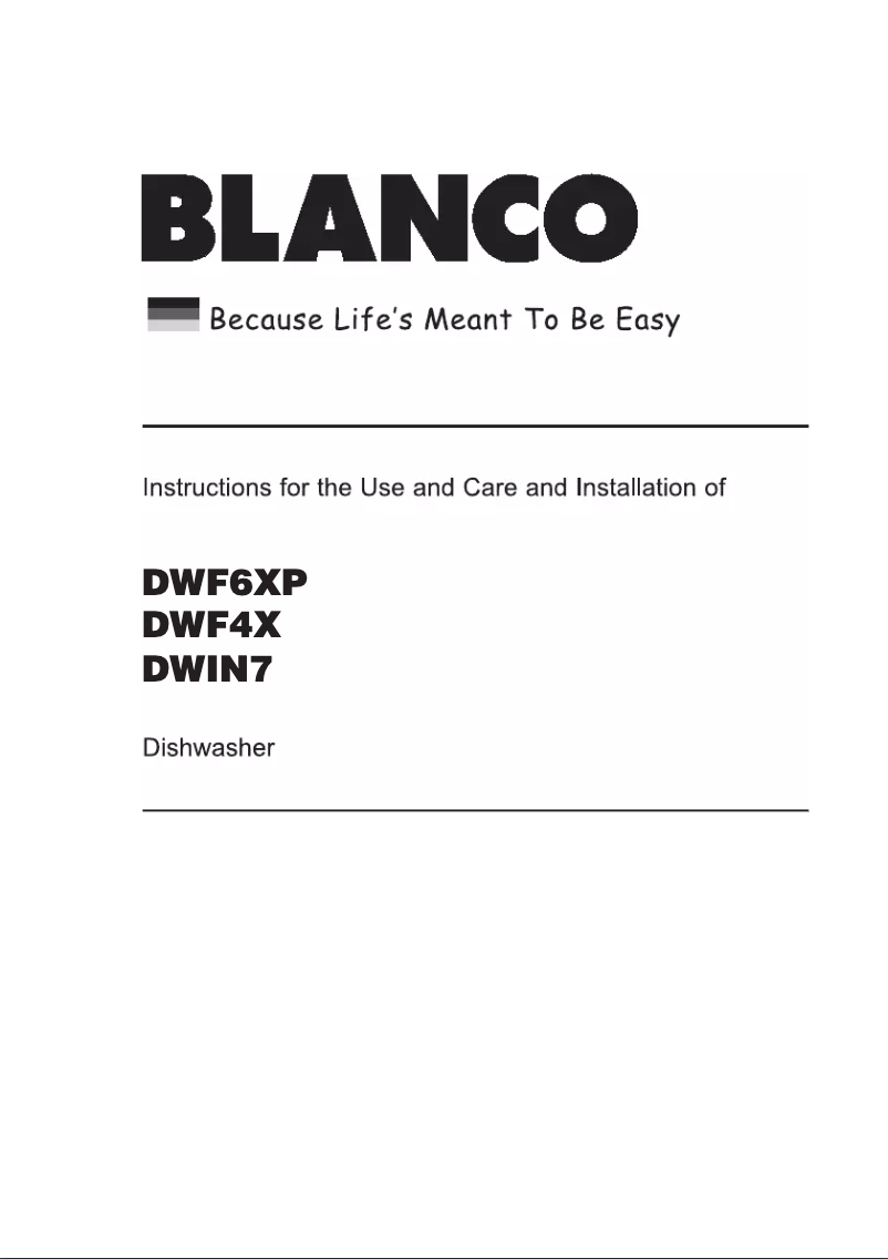 Page n°1 - Manuel utilisateur BLANCO DWF6XP